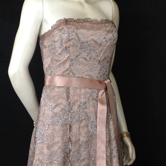 BCBG MAXAZRIA Rose Gold Lace Strapless Dress - Picture 8 of 8